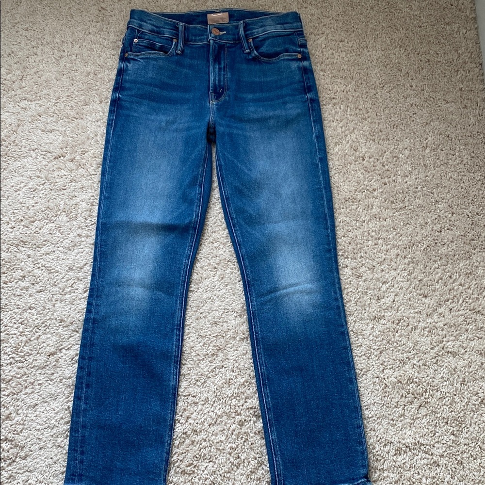MOTHER Women's Deep Blue Straight Jeans